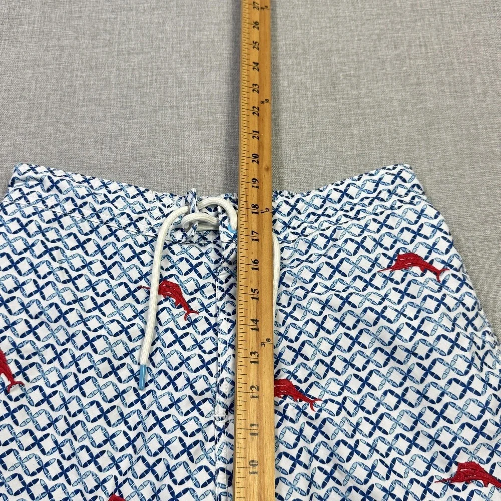 Tommy Bahama Swim Trunks Shorts Mens Small White‎ Geometric Lined Drawstring